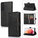 For Samsung Galaxy S21 5G Wristband Card Slot Leather Phone Case(Black)