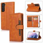 For Samsung Galaxy S21+ 5G Wristband Card Slot Leather Phone Case(Brown)