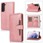 For Samsung Galaxy S21+ 5G Wristband Card Slot Leather Phone Case(Rose Gold)