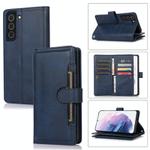 For Samsung Galaxy S21+ 5G Wristband Card Slot Leather Phone Case(Blue)