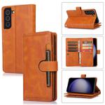 For Samsung Galaxy S23 5G Wristband Card Slot Leather Phone Case(Brown)