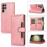 For Samsung Galaxy S23 Ultra 5G Wristband Card Slot Leather Phone Case(Rose Gold)