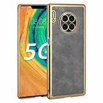 For Huawei Mate 30 Pro Electroplated Leather Texture PU + PC Phone Case(Grey)