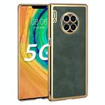 For Huawei Mate 30 Pro Electroplated Leather Texture PU + PC Phone Case(Green)