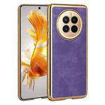 For For Huawei Mate 50 Electroplated Leather Texture PU + PC Phone Case(Purple)
