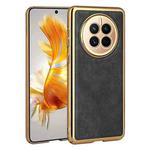For For Huawei Mate 50 Electroplated Leather Texture PU + PC Phone Case(Black)