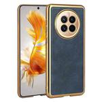 For For Huawei Mate 50 Electroplated Leather Texture PU + PC Phone Case(Blue)