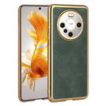 For Huawei Mate 60 Pro Electroplated Leather Texture PU + PC Phone Case(Green)