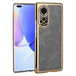 For Huawei nova 9 Pro Electroplated Leather Texture PU + PC Phone Case(Grey)