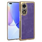 For Huawei nova 9 Pro Electroplated Leather Texture PU + PC Phone Case(Purple)