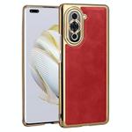 For Huawei nova 10 Pro Electroplated Leather Texture PU + PC Phone Case(Red)
