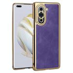 For Huawei nova 10 Pro Electroplated Leather Texture PU + PC Phone Case(Purple)