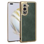 For Huawei nova 10 Pro Electroplated Leather Texture PU + PC Phone Case(Green)