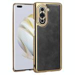 For Huawei nova 10 Pro Electroplated Leather Texture PU + PC Phone Case(Black)