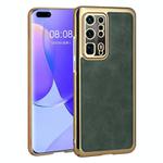 For Huawei P40 Pro+ Electroplated Leather Texture PU + PC Phone Case(Green)