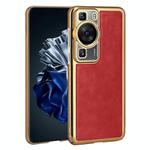 For Huawei P60 Electroplated Leather Texture PU + PC Phone Case(Red)