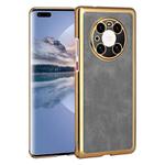 For Huawei Mate 40 Pro Electroplated Leather Texture PU + PC Phone Case(Grey)