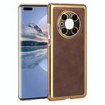 For Huawei Mate 40 Pro Electroplated Leather Texture PU + PC Phone Case(Brown)