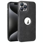 For iPhone 15 Pro Max Electroplated Leather Texture PU + PC Phone Case(Black)