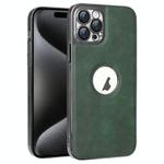 For iPhone 15 Pro Electroplated Leather Texture PU + PC Phone Case(Green)