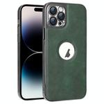 For iPhone 14 Pro Electroplated Leather Texture PU + PC Phone Case(Green)