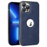 For iPhone 13 Pro Electroplated Leather Texture PU + PC Phone Case(Blue)