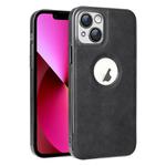 For iPhone 13 Electroplated Leather Texture PU + PC Phone Case(Black)