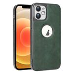 For iPhone 12 Electroplated Leather Texture PU + PC Phone Case(Green)