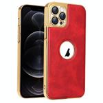 For iPhone 12 Pro Electroplated Leather Texture PU + PC Phone Case(Red)