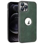For iPhone 12 Pro Electroplated Leather Texture PU + PC Phone Case(Green)