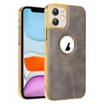 For iPhone 11 Electroplated Leather Texture PU + PC Phone Case(Grey)