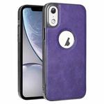 For  iPhone XR Electroplated Leather Texture PU + PC Phone Case(Purple)