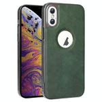 For iPhone XS Max Electroplated Leather Texture PU + PC Phone Case(Green)