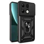 For Xiaomi Redmi Note 13 4G Global Sliding Camera Cover Design TPU Hybrid PC Phone Case(Black)