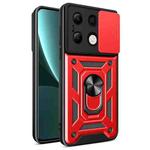 For Xiaomi Redmi Note 13 4G Global Sliding Camera Cover Design TPU Hybrid PC Phone Case(Red)