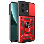 For Xiaomi Redmi Note 13 5G Sliding Camera Cover Design TPU Hybrid PC Phone Case(Red)