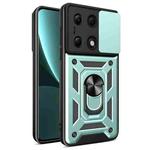 For Xiaomi Poco M6 Pro 4G Sliding Camera Cover Design TPU Hybrid PC Phone Case(Mint Green)