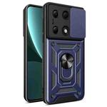 For Xiaomi Poco M6 Pro 4G Sliding Camera Cover Design TPU Hybrid PC Phone Case(Blue)