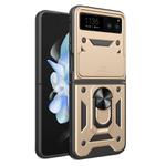 For Motorola Razr 40 Sliding Camera Cover Design TPU Hybrid PC Phone Case(Gold)