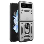 For Motorola Razr 40 Armor Ring Holder TPU Hybrid PC Phone Case(Silver)