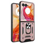 For Motorola Razr 50 Ultra Armor Ring Holder TPU Hybrid PC Phone Case(Rose Gold)