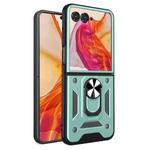 For Motorola Razr 50 Armor Ring Holder TPU Hybrid PC Phone Case(Mint Green)