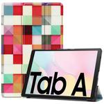 For Samsung Galaxy Tab A7 2020 T500 Colored Drawing Pattern Horizontal Flip Leather Case with Three-folding Holder & Sleep / Wake-up Function(Cube)