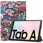 For Samsung Galaxy Tab A7 2020 T500 Colored Drawing Pattern Horizontal Flip Leather Case with Three-folding Holder & Sleep / Wake-up Function(Graffiti)