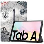 For Samsung Galaxy Tab A7 2020 T500 Colored Drawing Pattern Horizontal Flip Leather Case with Three-folding Holder & Sleep / Wake-up Function(Retro Tower)