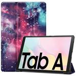 For Samsung Galaxy Tab A7 2020 T500 Colored Drawing Pattern Horizontal Flip Leather Case with Three-folding Holder & Sleep / Wake-up Function(Milky Way Nebula)