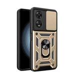 For OPPO A58 4G Global Sliding Camera Cover Design TPU Hybrid PC Phone Case(Gold)