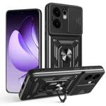 For OPPO Reno13 F 4G / 5G Sliding Camera Cover Design TPU Hybrid PC Phone Case(Black)