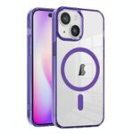 For iPhone 15 Ice Color Magnetic Series TPU Hybrid Acrylic Magsafe Phone Case(Purple)