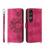 For Sony Xperia 1 VII Skin-feel Flowers Embossed Wallet Leather Phone Case(Wine Red)